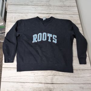 Vintage Roots Black Crew neck Sweater Size XL Made In Canada